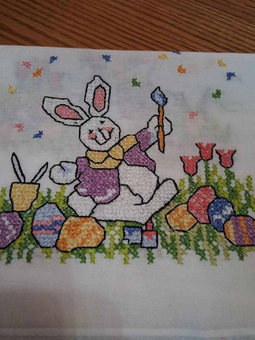 Embroidered Easter Bunny Table Runner